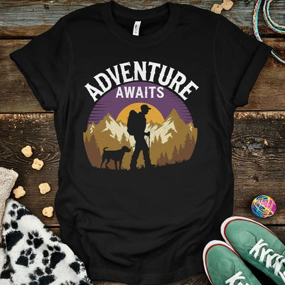 Adventure Awaits Purple T-Shirt Black / S T-Shirt