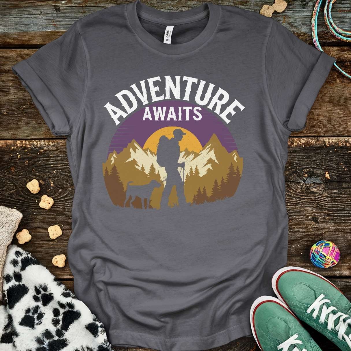 Adventure Awaits Purple T-Shirt Charcoal / S T-Shirt