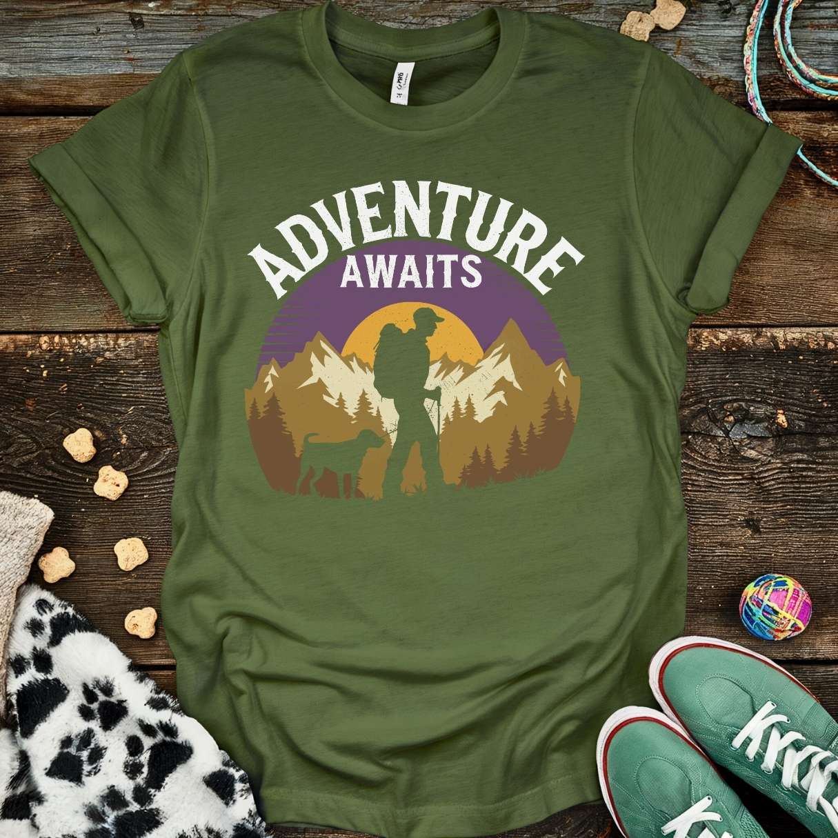 Adventure Awaits Purple T-Shirt Military Green / S T-Shirt