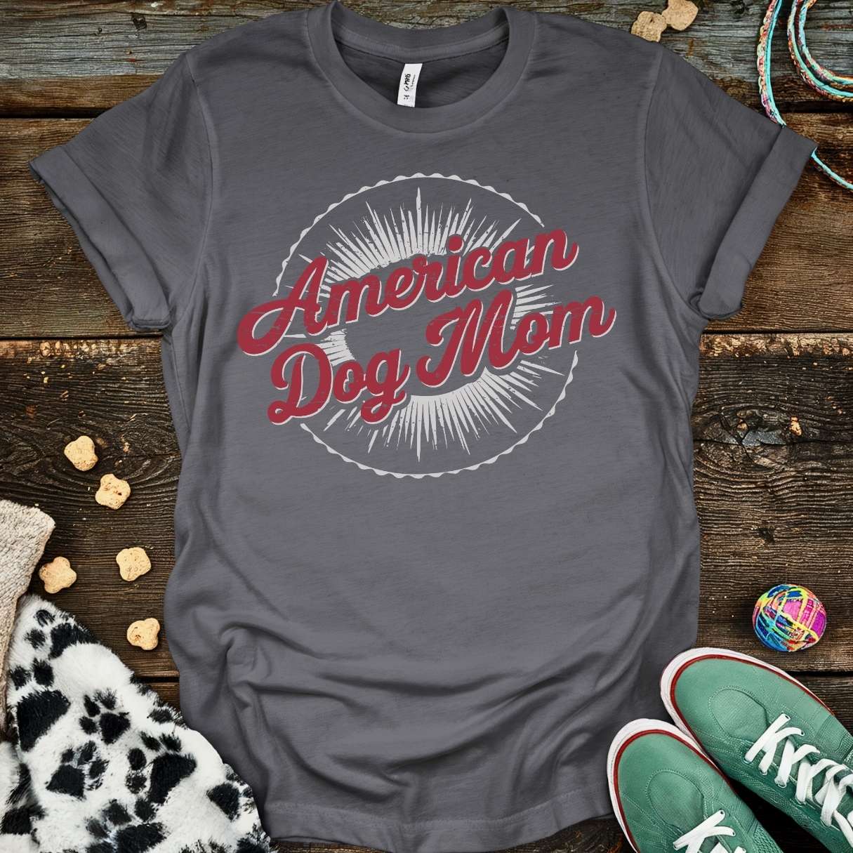 American Dog Mom T-Shirt Charcoal / S T-Shirt