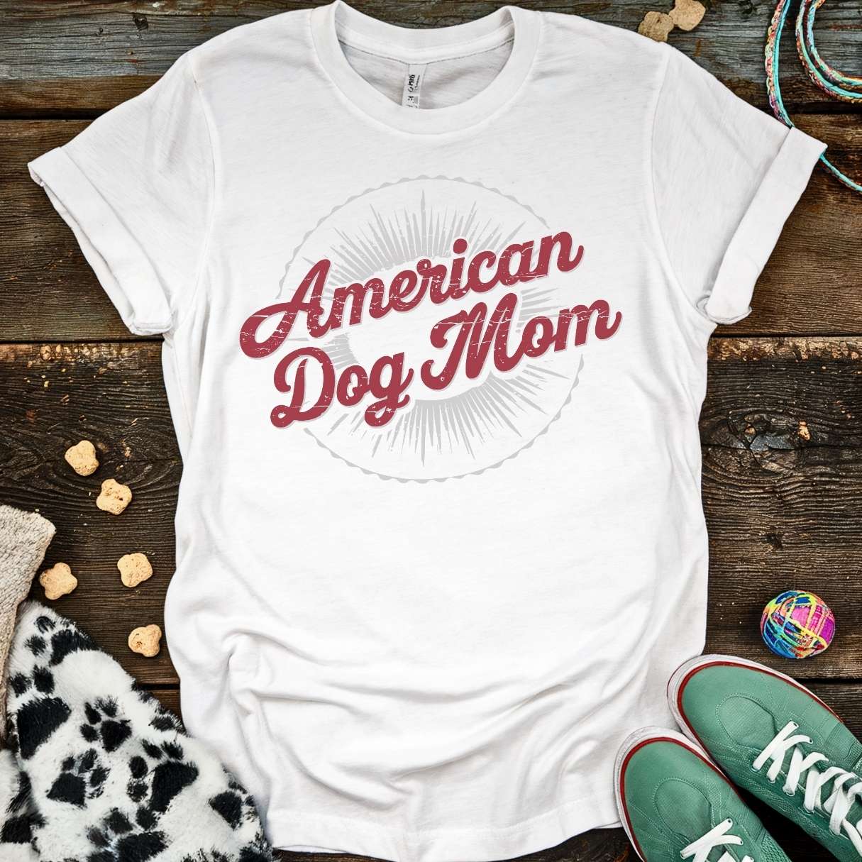 American Dog Mom T-Shirt White / S T-Shirt