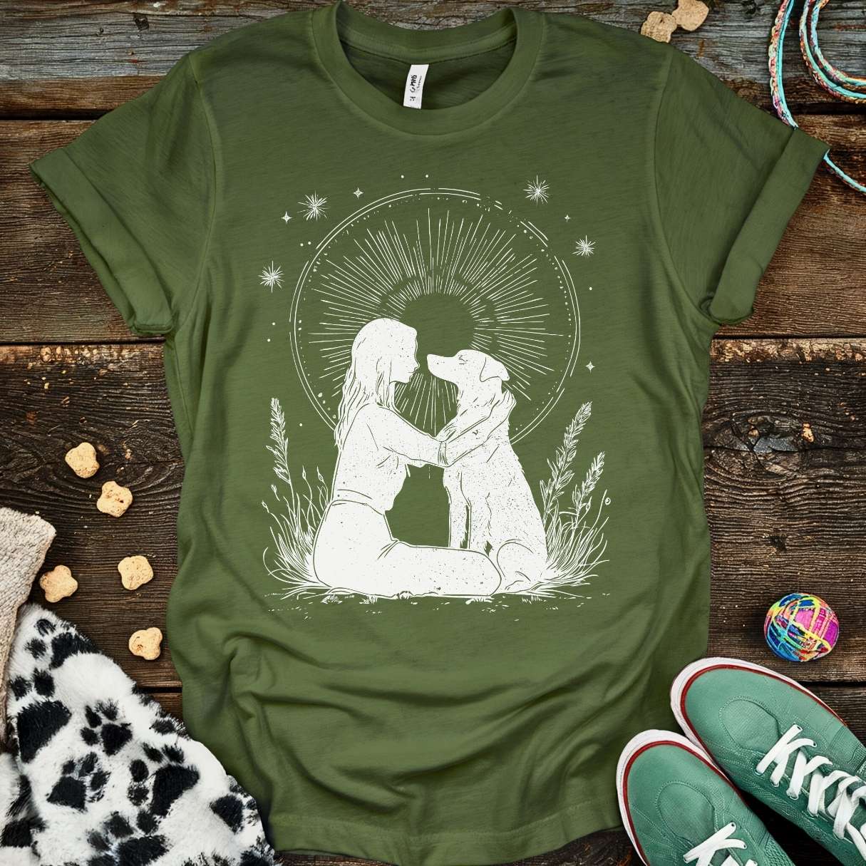 Boho Dog T-Shirt Military Green / S T-Shirt