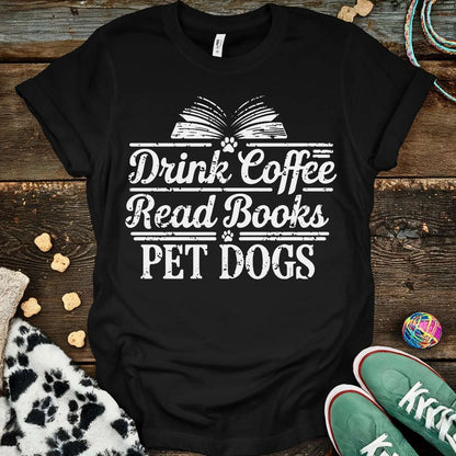 Coffee Books Dogs T-Shirt Black / S T-Shirt