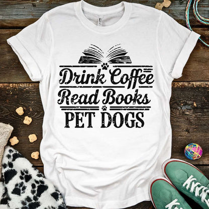 Coffee Books Dogs T-Shirt White / S T-Shirt