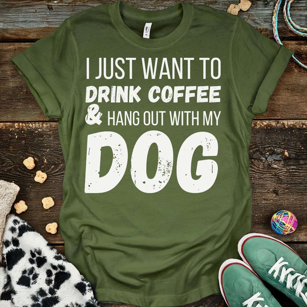 Coffee & Dog T-Shirt Military Green / S T-Shirt