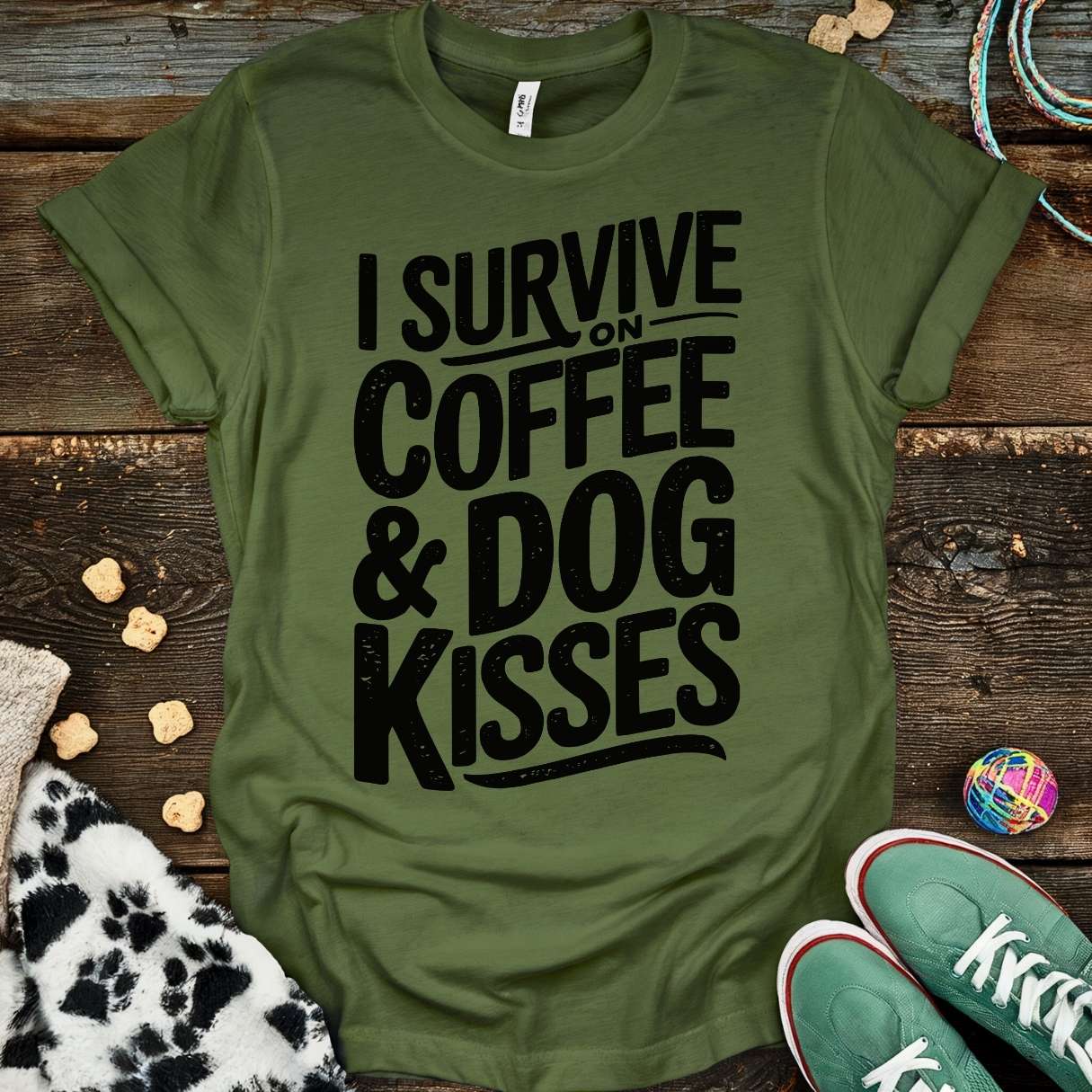 Coffee & Kisses T-Shirt Military Green / S T-Shirt