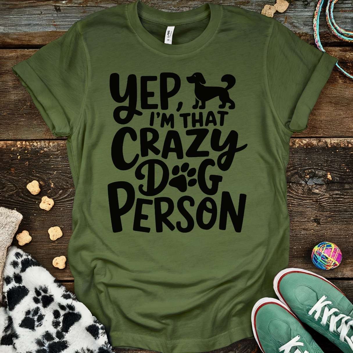 Crazy Dog Person T-Shirt Military Green / S T-Shirt