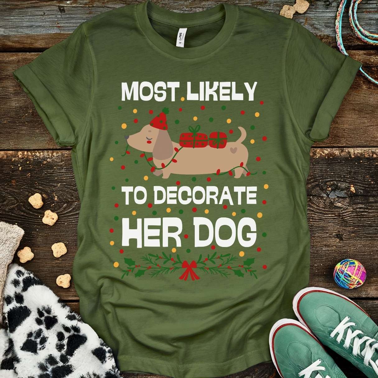 Decorate Dog T-Shirt Military Green / S T-Shirt