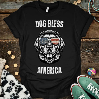 Dog Bless America T-Shirt Black / S T-Shirt