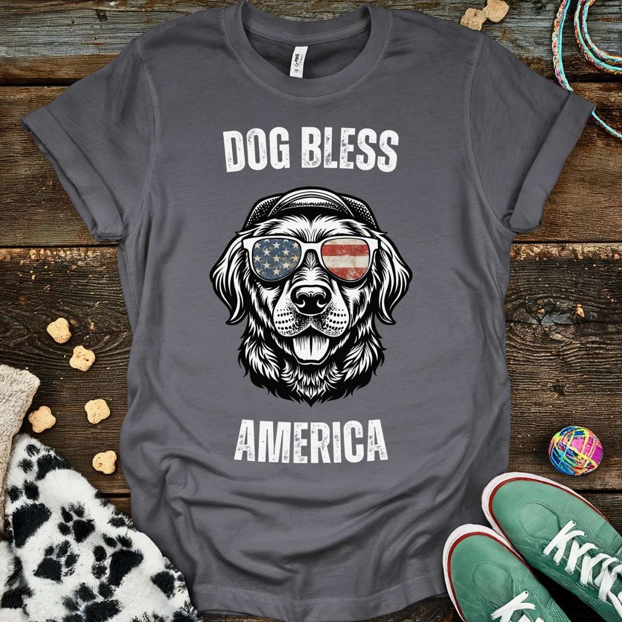 Dog Bless America T-Shirt Charcoal / S T-Shirt