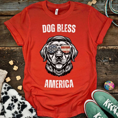 Dog Bless America T-Shirt Red / S T-Shirt