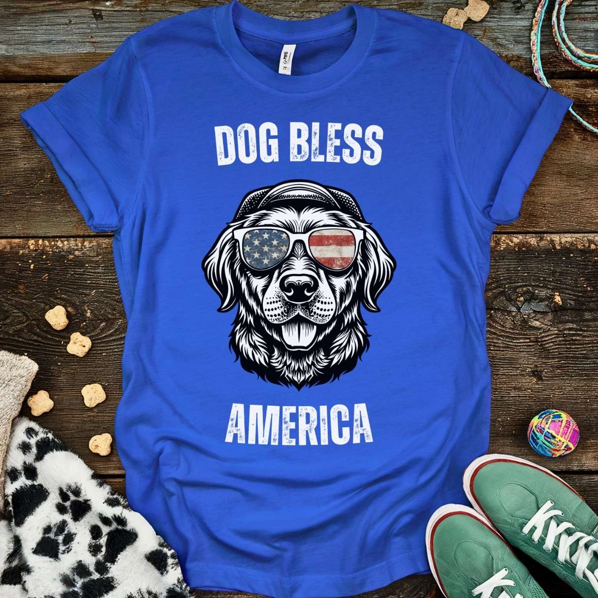 Dog Bless America T-Shirt Royal / S T-Shirt