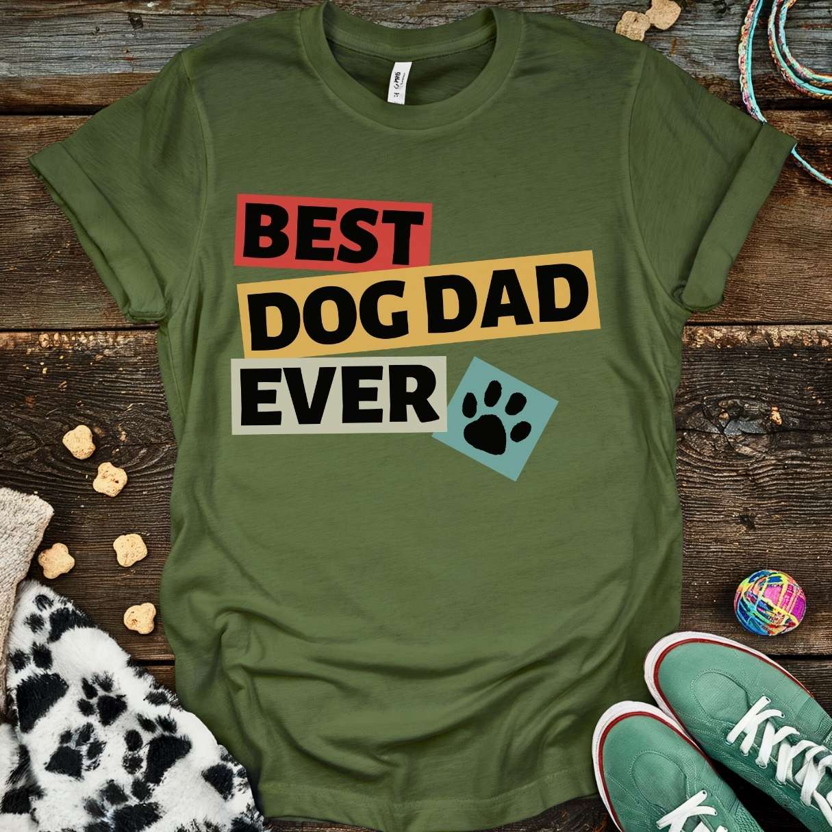 Dog Dad Retro T-Shirt Military Green / S T-Shirt