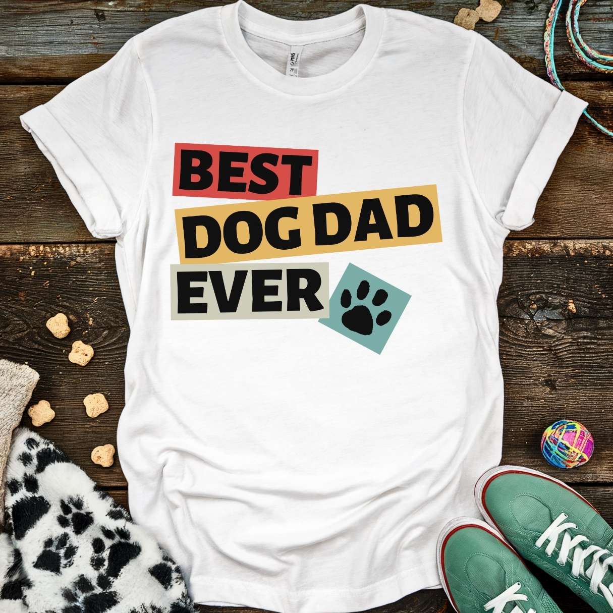 Dog Dad Retro T-Shirt White / S T-Shirt