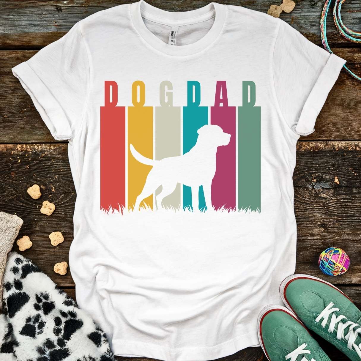 Dog Dad Retro T-Shirt White / S T-Shirt