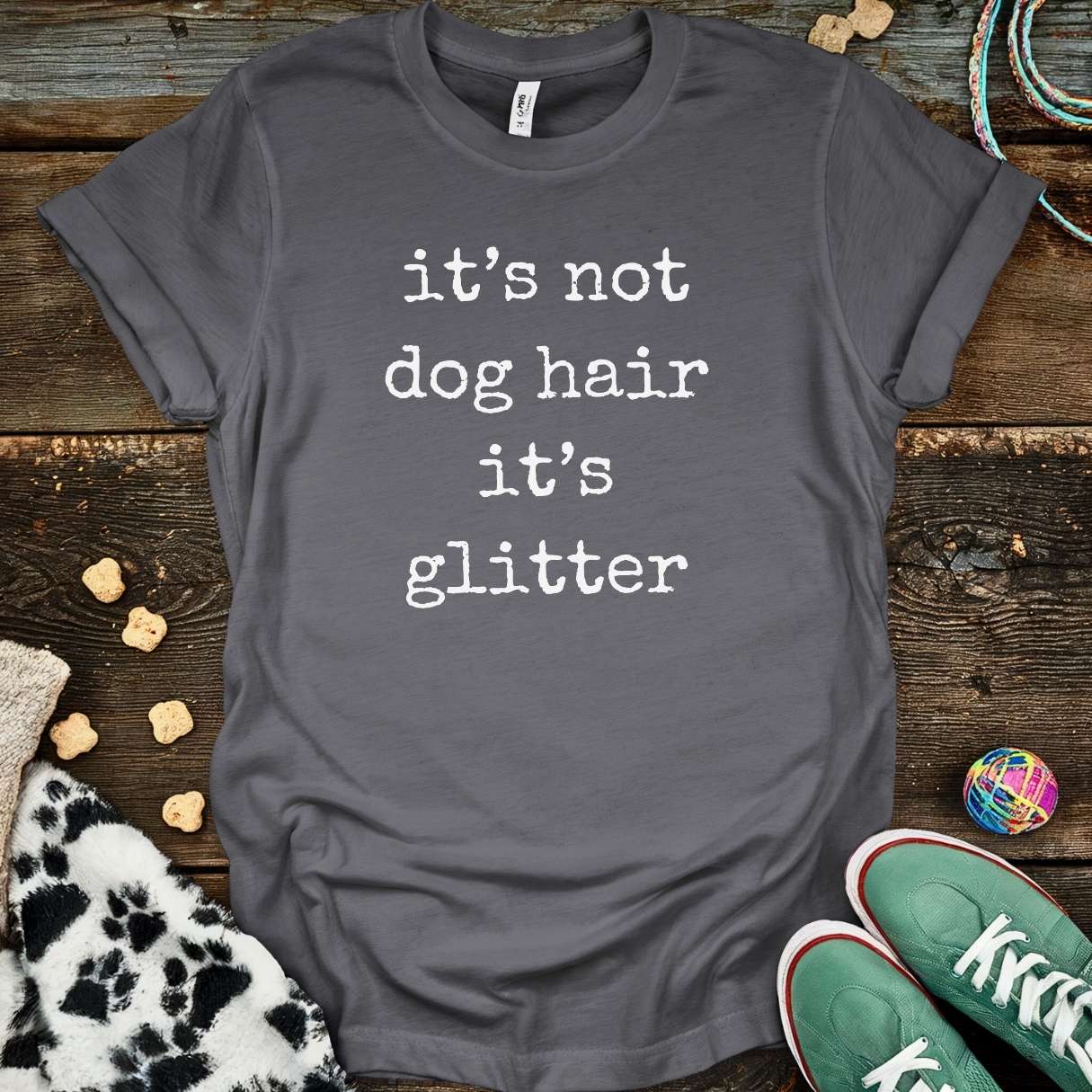 Dog Hair Glitter T-Shirt Charcoal / S T-Shirt