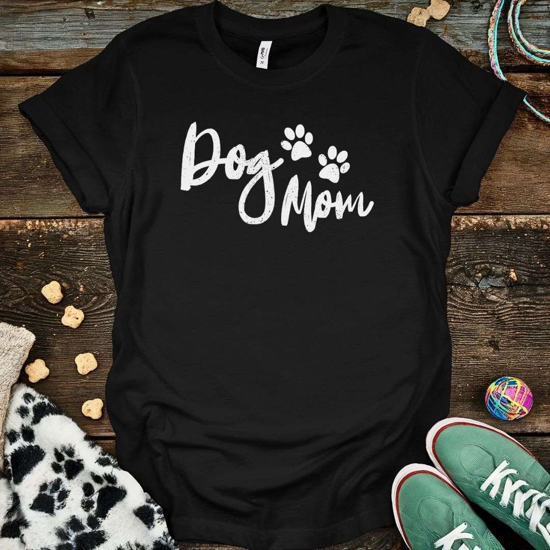 Dog Mom Distressed T-Shirt Black / S T-Shirt