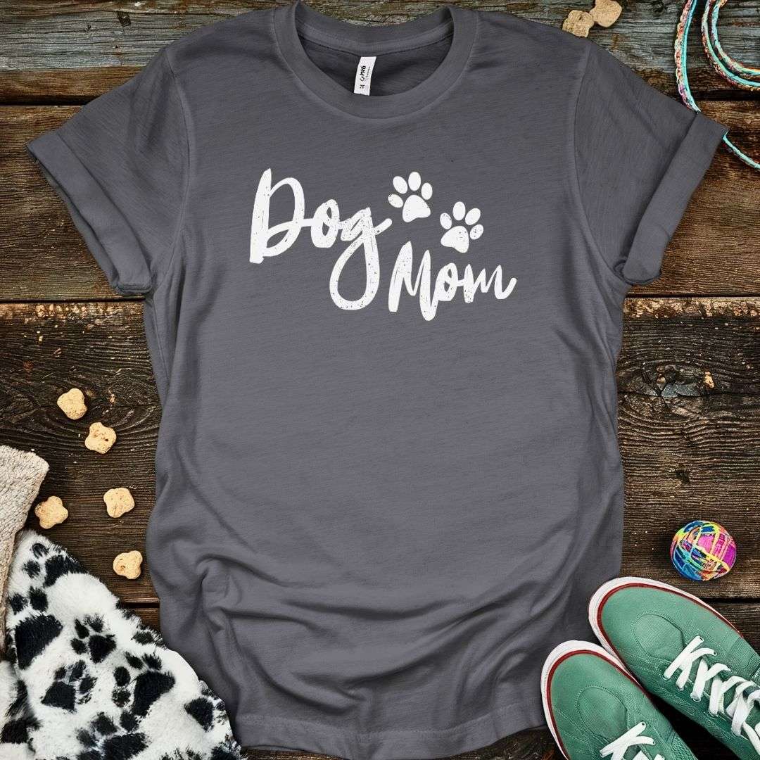 Dog Mom Distressed T-Shirt Charcoal / S T-Shirt