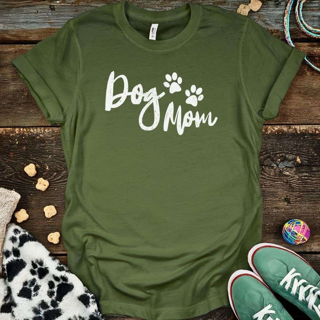 Dog Mom Distressed T-Shirt Military Green / S T-Shirt