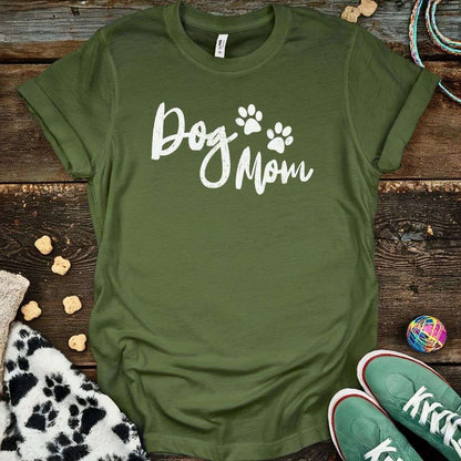 Dog Mom Distressed T-Shirt Military Green / S T-Shirt