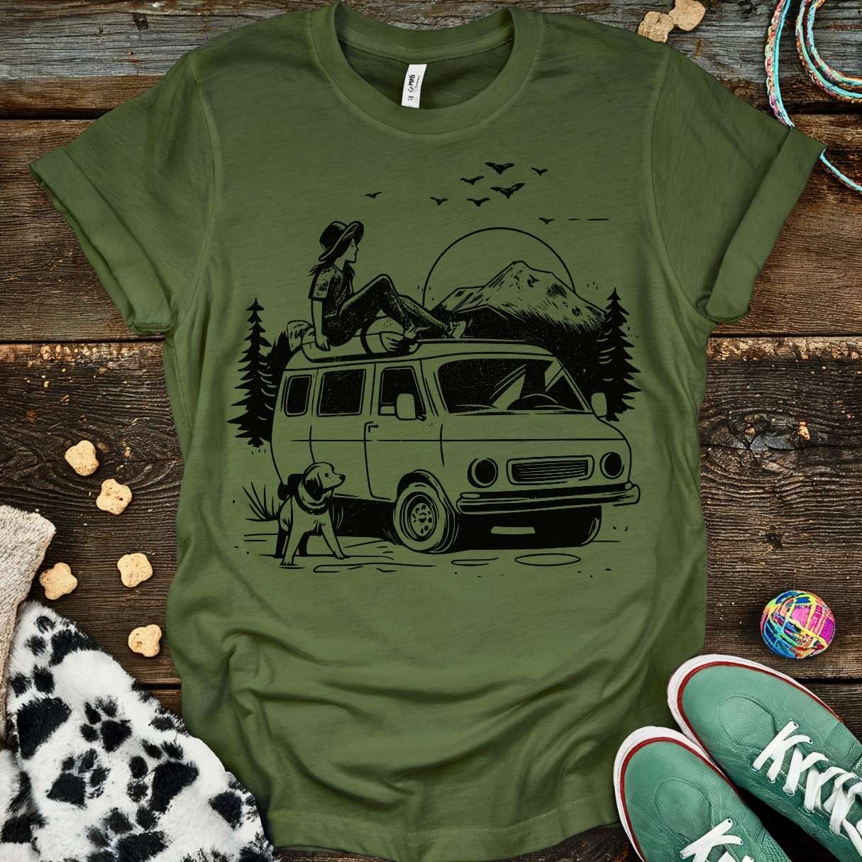 Dog Vanlife 2 T-Shirt Military Green / S T-Shirt