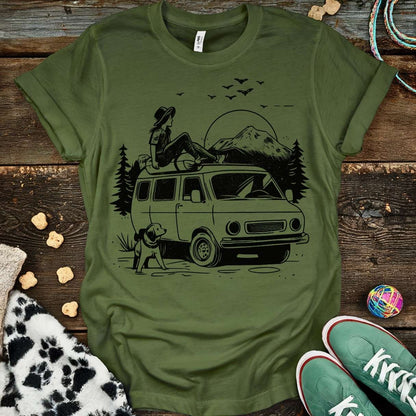 Dog Vanlife 2 T-Shirt Military Green / S T-Shirt