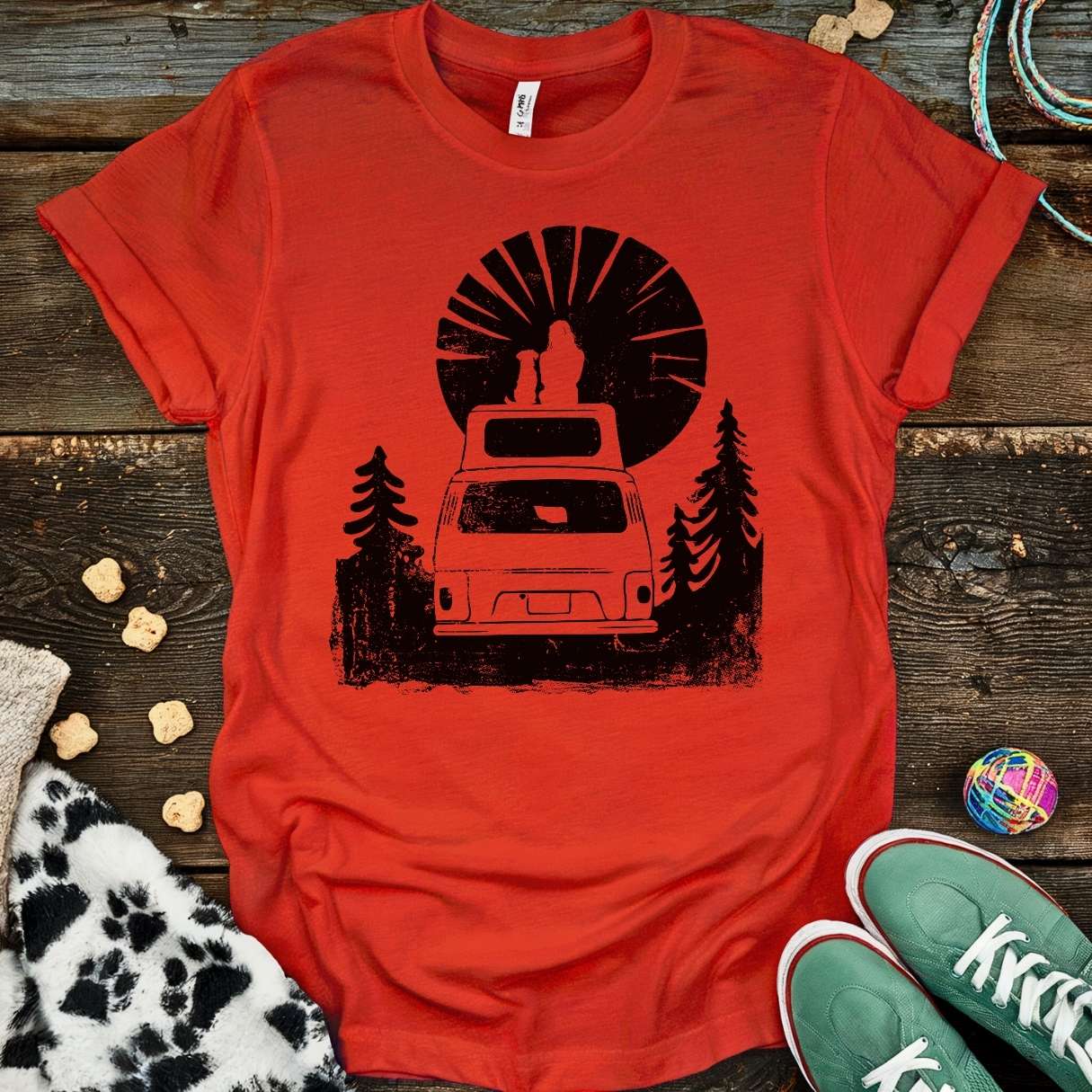 Dog Vanlife T-Shirt Red / S T-Shirt