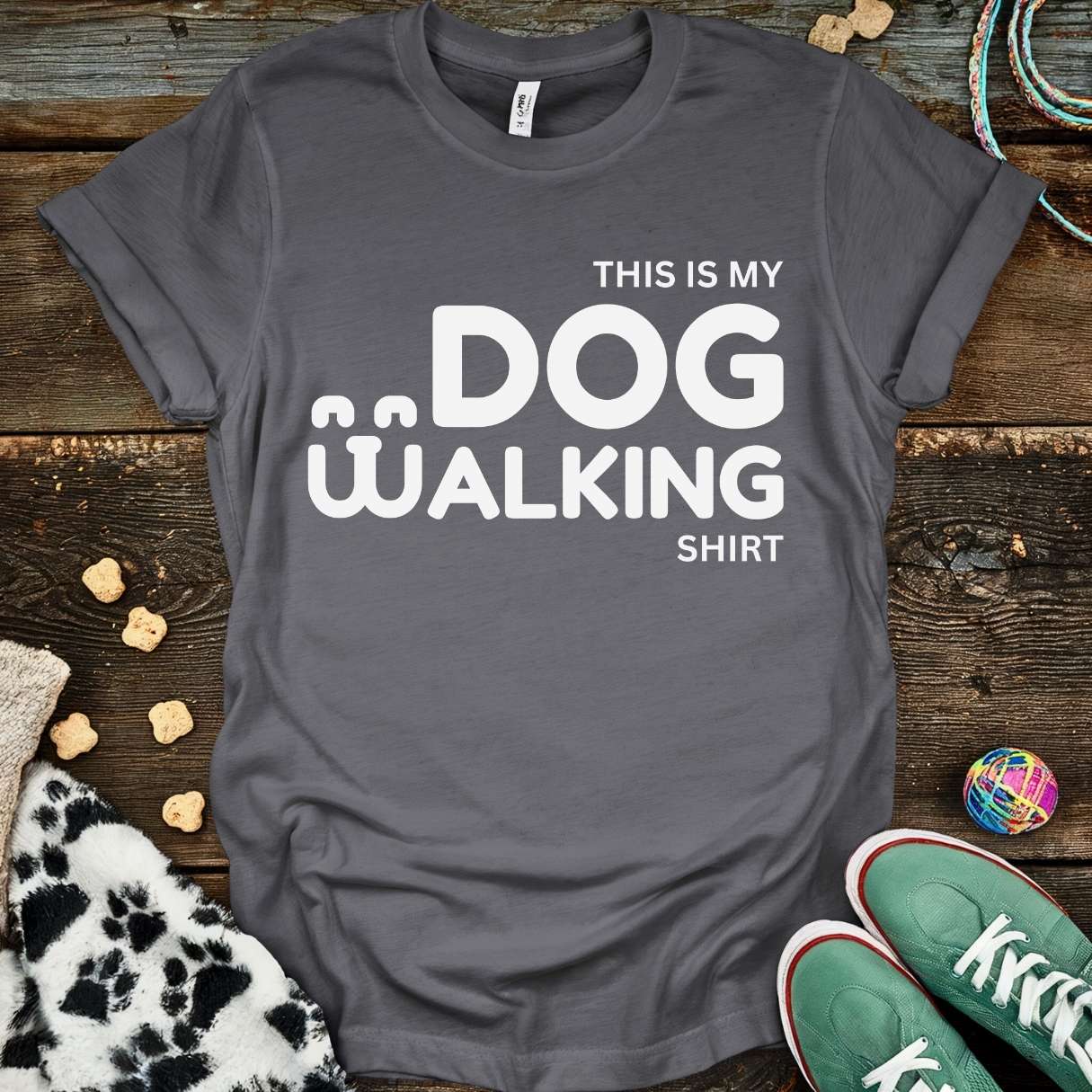 Dog Walking Doodle T-Shirt Charcoal / S T-Shirt