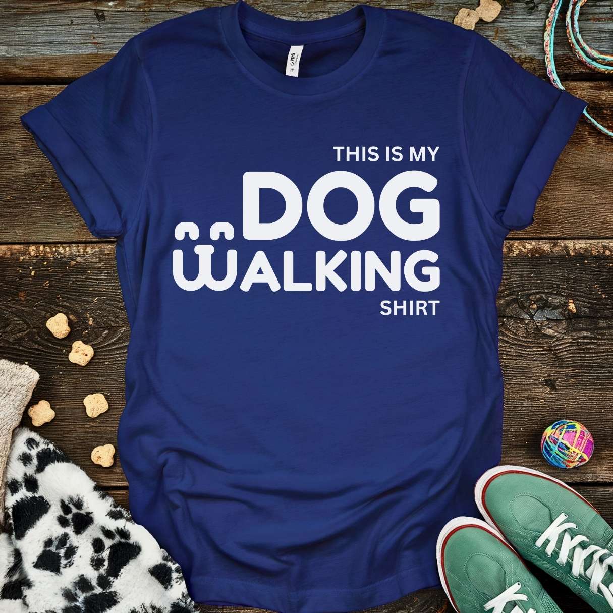 Dog Walking Doodle T-Shirt Navy / S T-Shirt