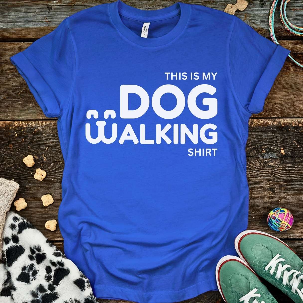 Dog Walking Doodle T-Shirt Royal / S T-Shirt