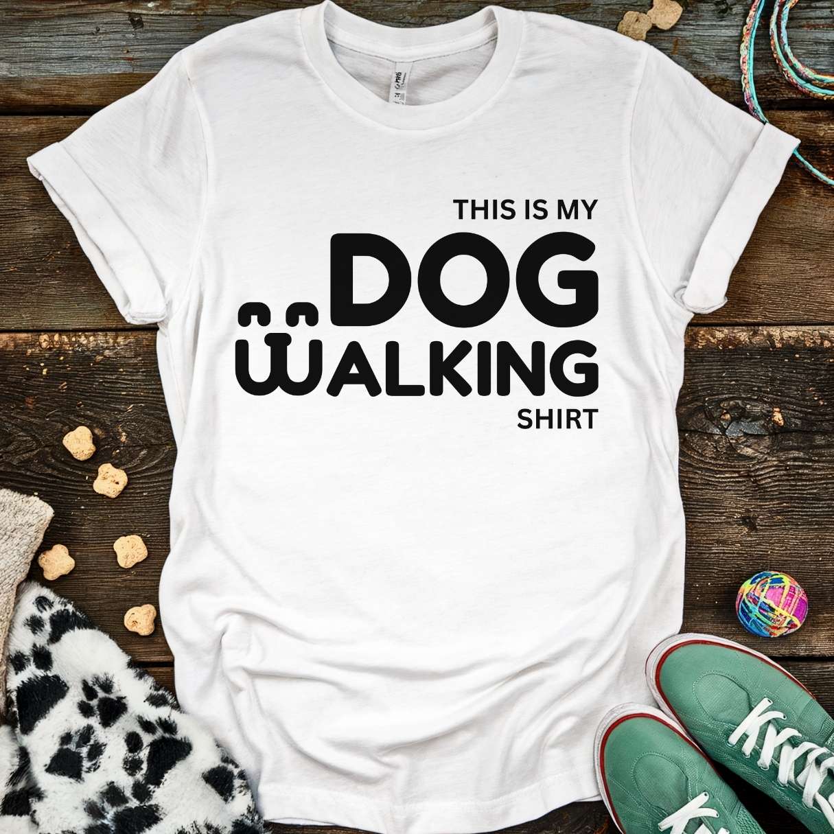 Dog Walking Doodle T-Shirt White / S T-Shirt