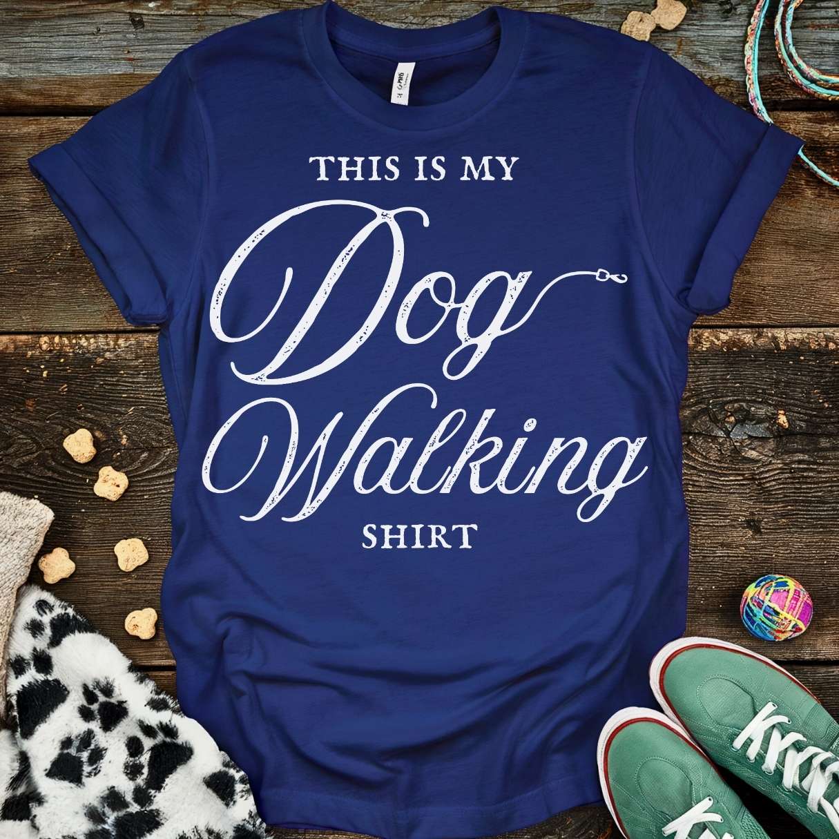 Dog Walking T-Shirt Navy / S T-Shirt