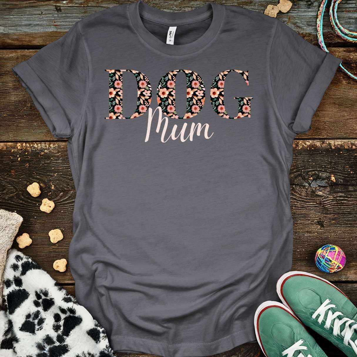 Floral Dog Mum T-Shirt Charcoal / S T-Shirt