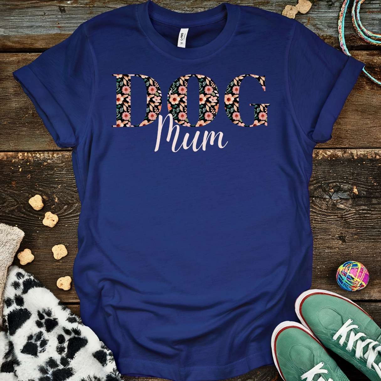 Floral Dog Mum T-Shirt Navy / S T-Shirt