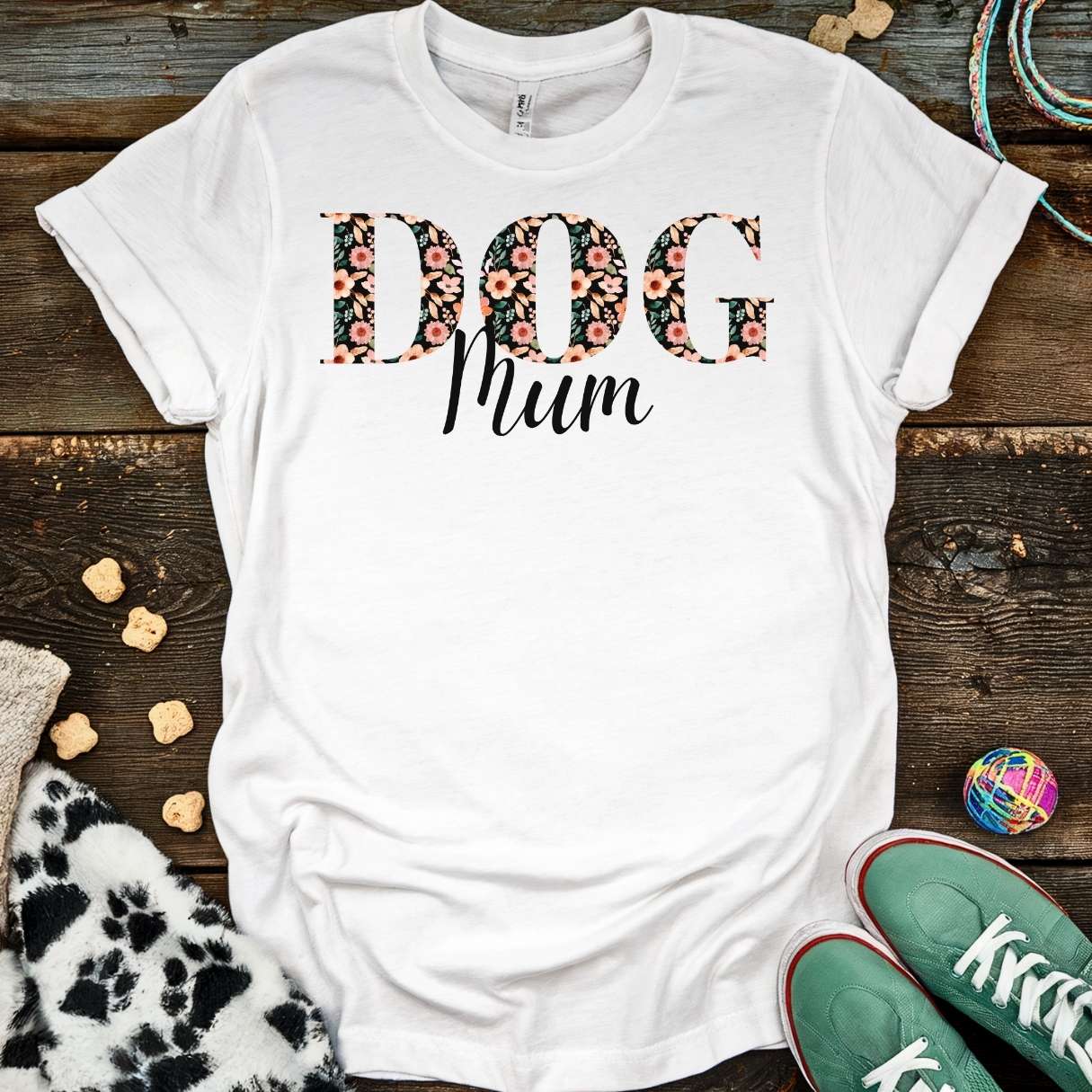 Floral Dog Mum T-Shirt White / S T-Shirt