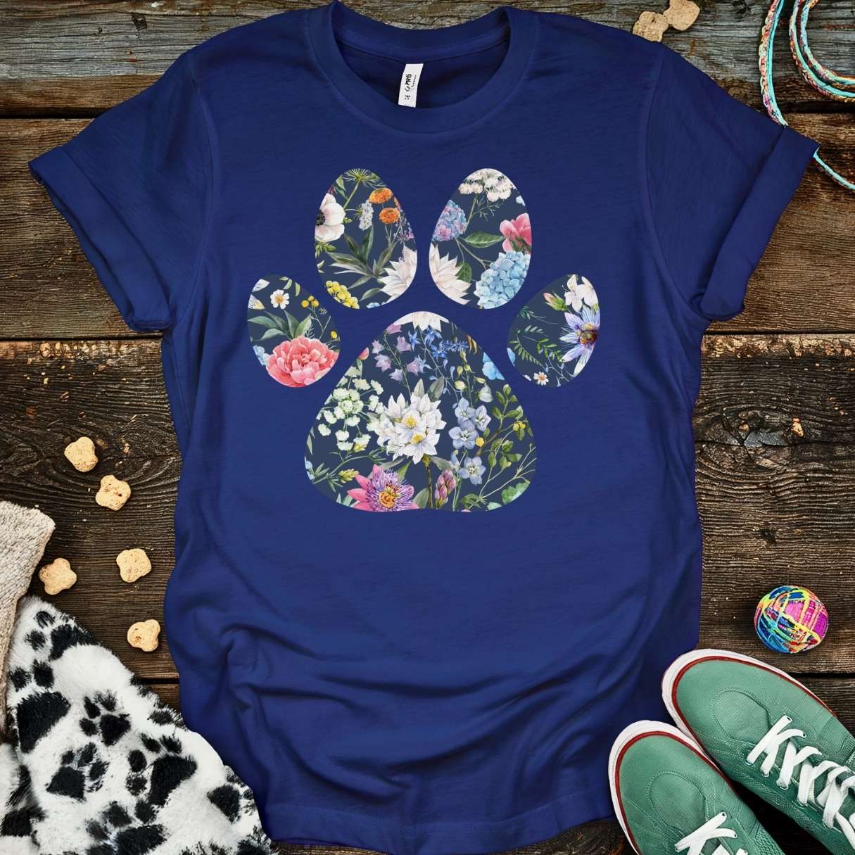 Floral Paw T-Shirt Navy / S T-Shirt