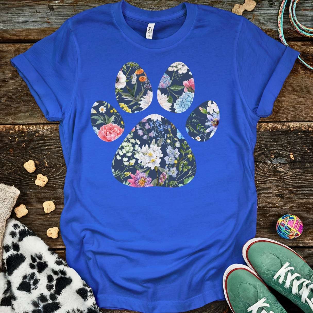 Floral Paw T-Shirt Royal / S T-Shirt