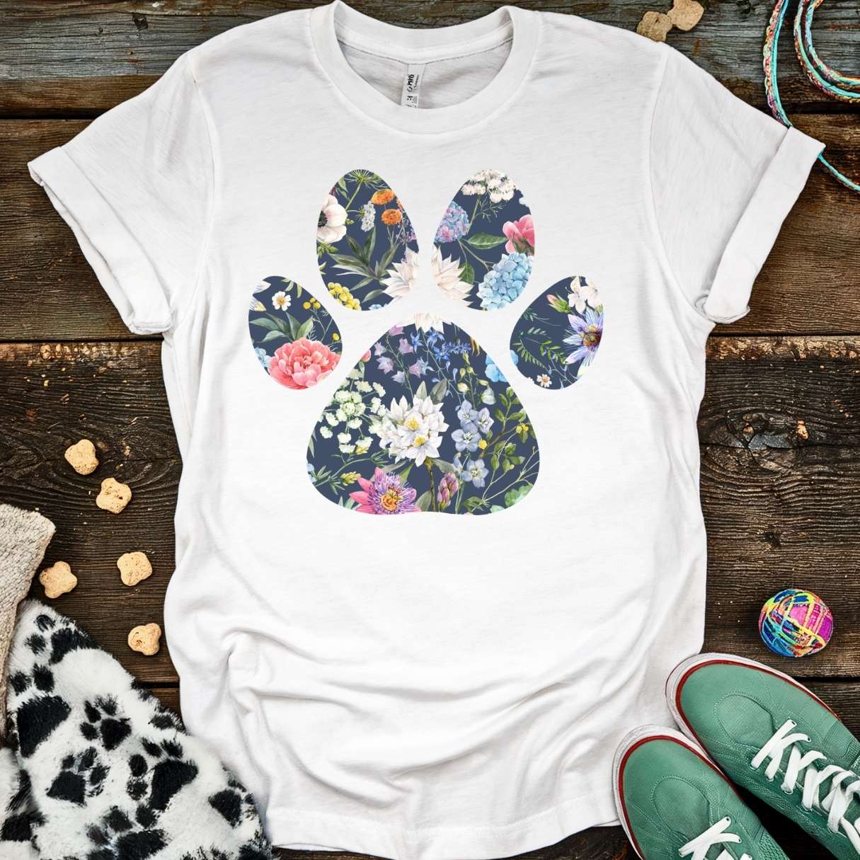 Floral Paw T-Shirt White / S T-Shirt