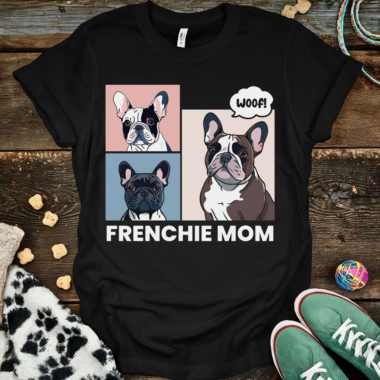 Frenchie Mom Art T-Shirt Black / S T-Shirt