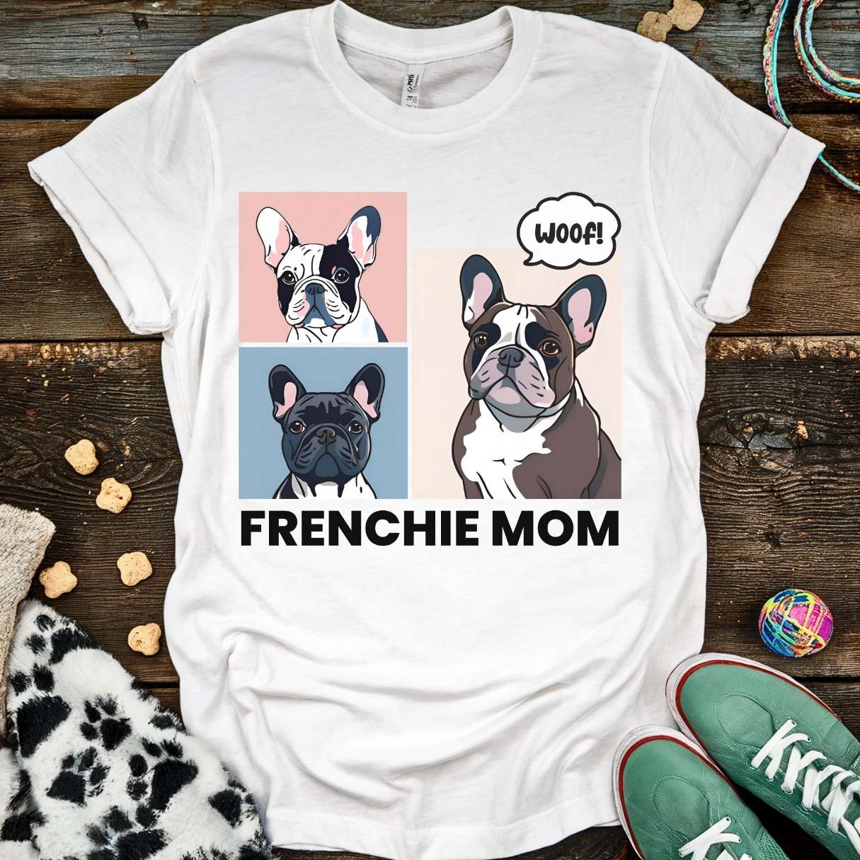 Frenchie Mom Art T-Shirt White / S T-Shirt