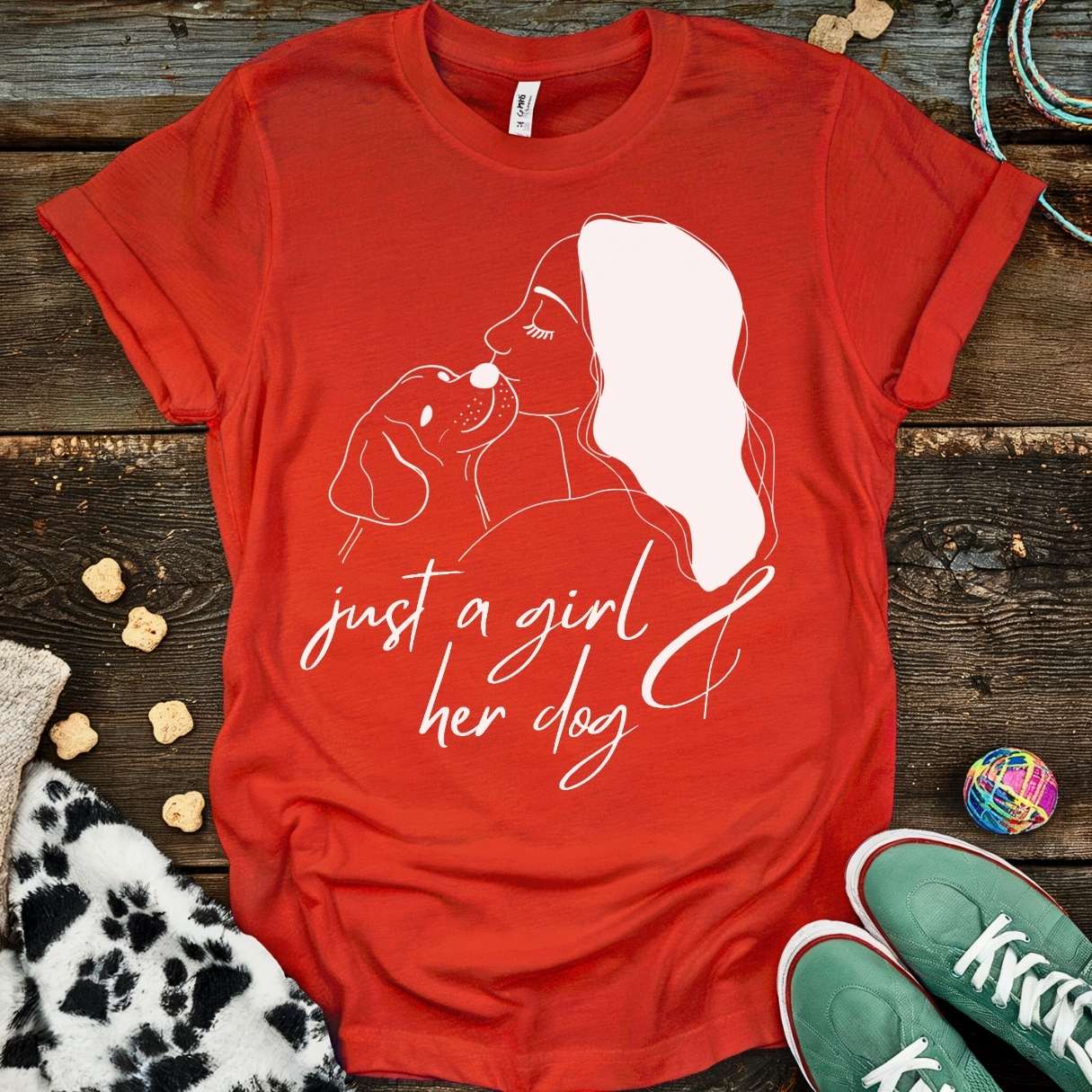 Girl & Her Dog T-Shirt Red / S T-Shirt