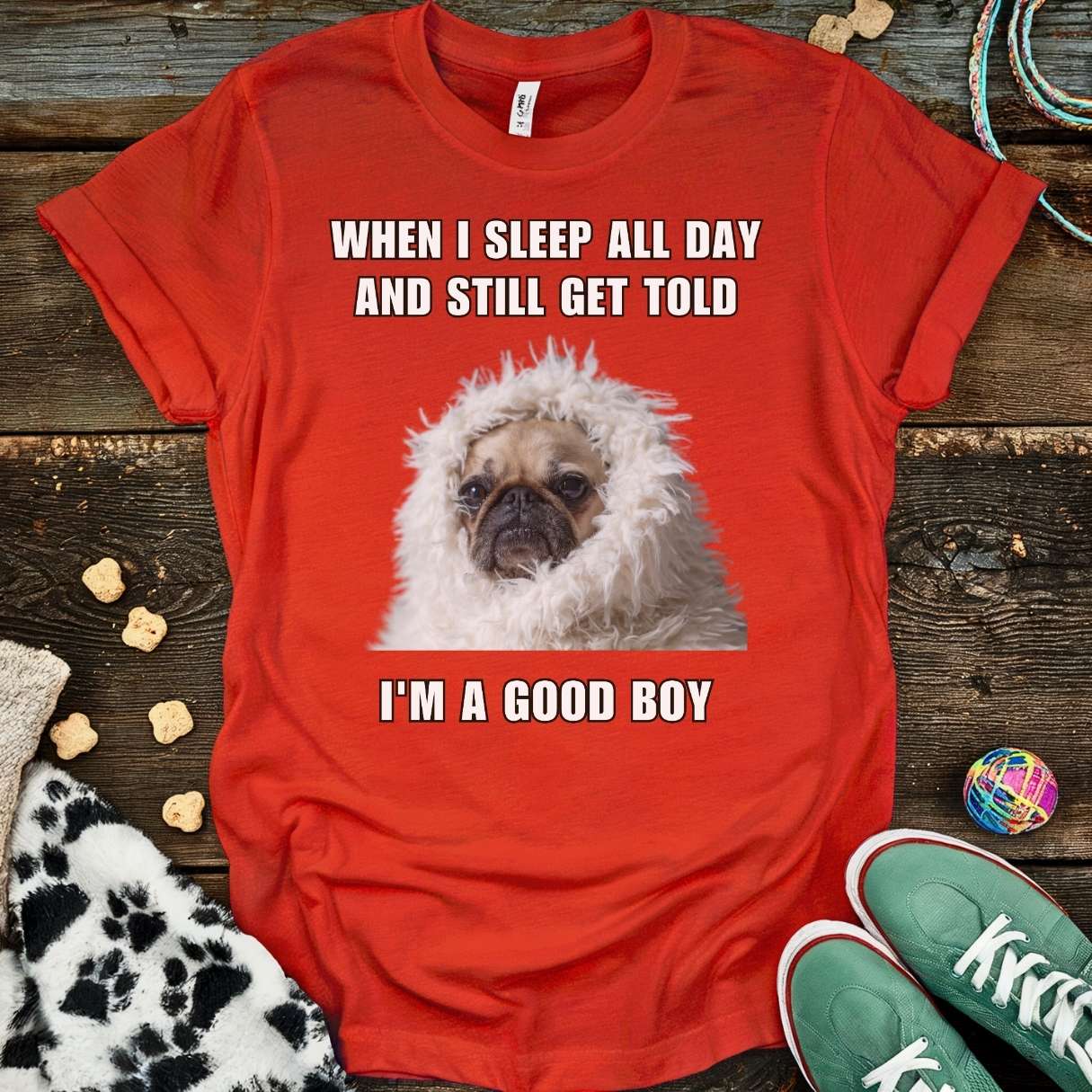 Good Boy Pug T-Shirt Red / S T-Shirt