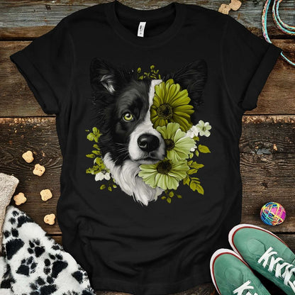 Green Flower T-Shirt Black / S T-Shirt