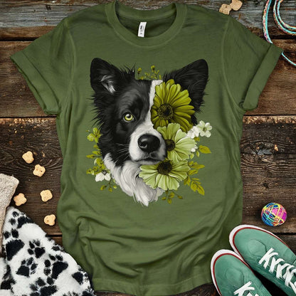 Green Flower T-Shirt Military Green / S T-Shirt