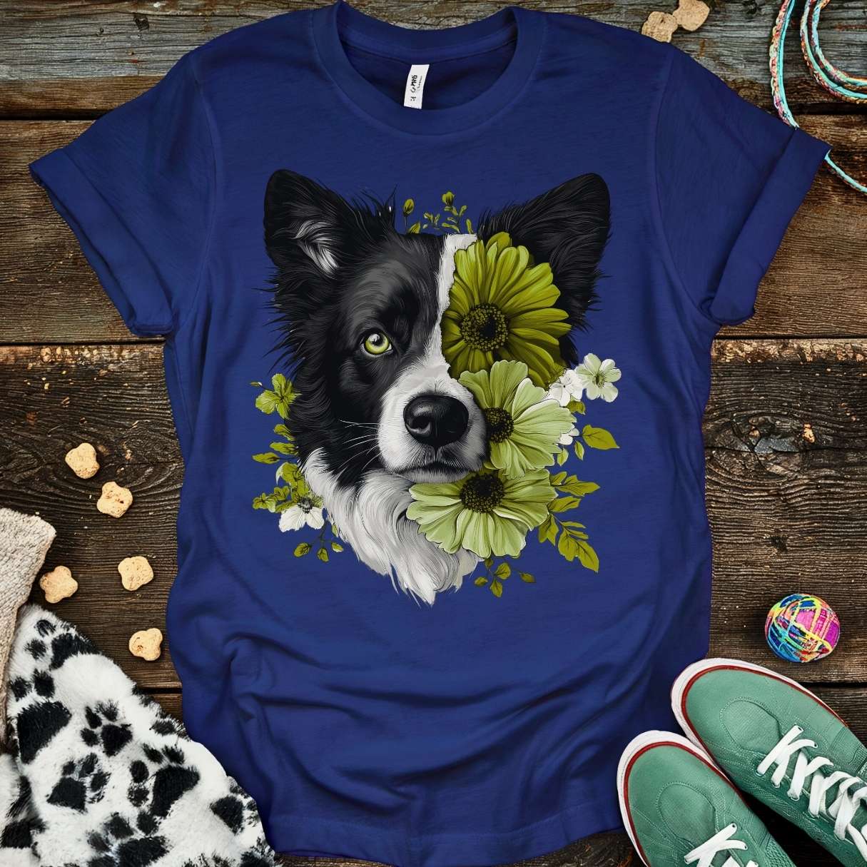 Green Flower T-Shirt Navy / S T-Shirt