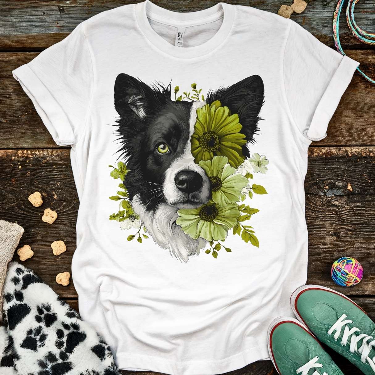 Green Flower T-Shirt White / S T-Shirt