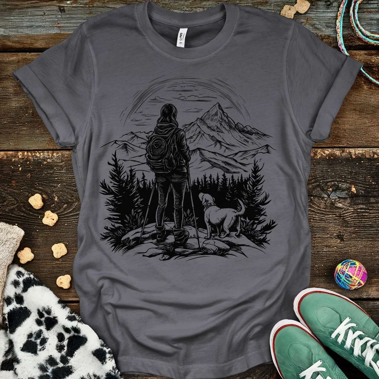 Hiking Dog Mom T-Shirt Charcoal / S T-Shirt