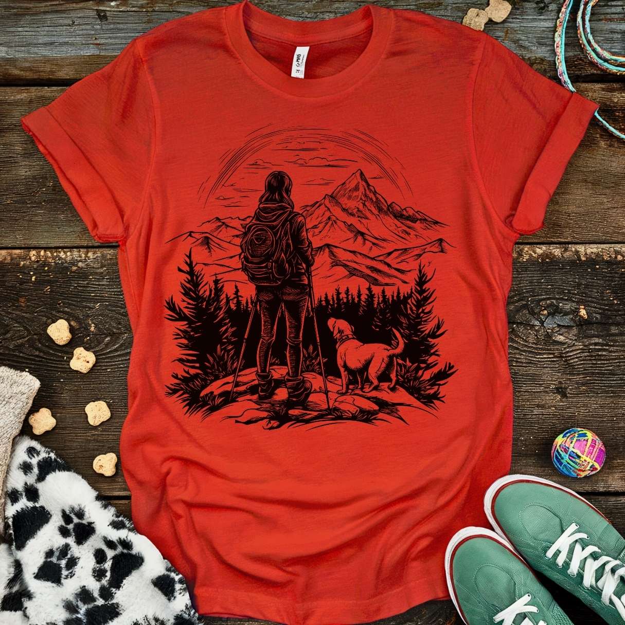 Hiking Dog Mom T-Shirt Red / S T-Shirt