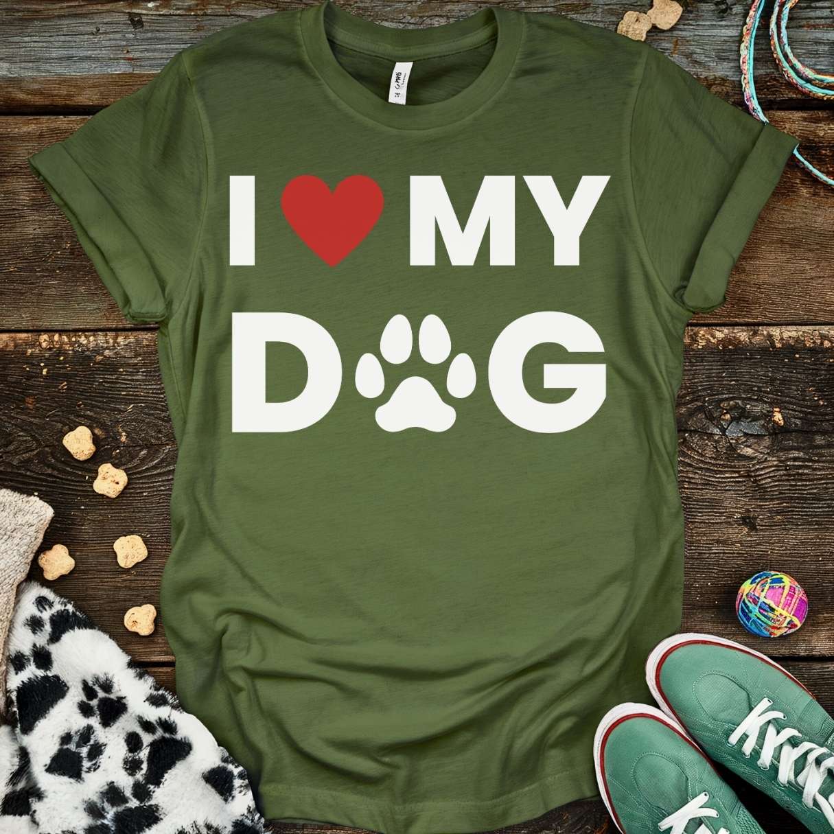 I Love My Dog T-Shirt Military Green / S T-Shirt