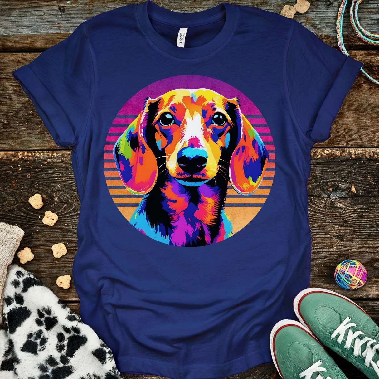 Neon Dachshund T-Shirt Navy / S T-Shirt